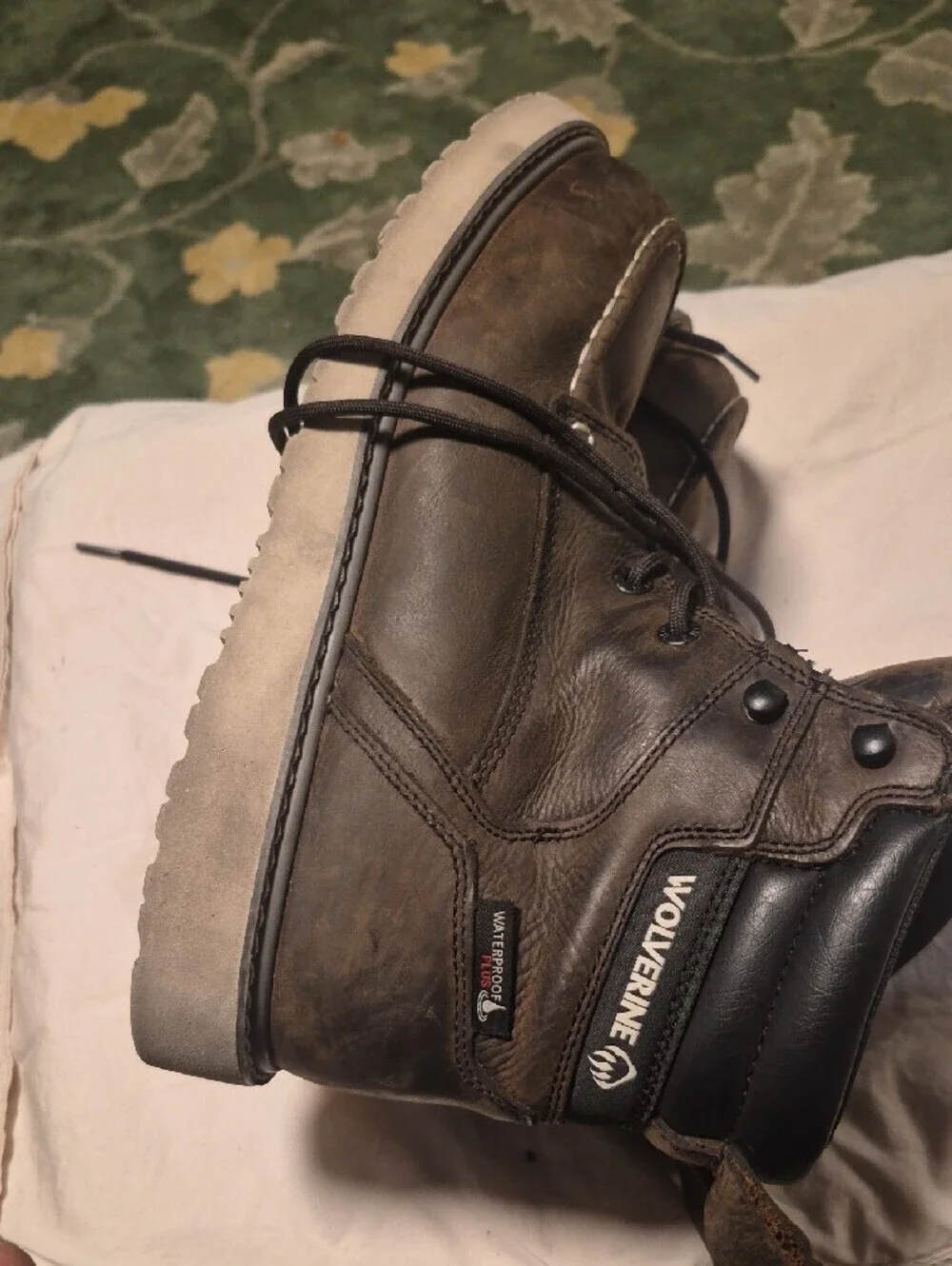 Wolverine Men's Dark Brown Leather Moc Toe Work Boots
